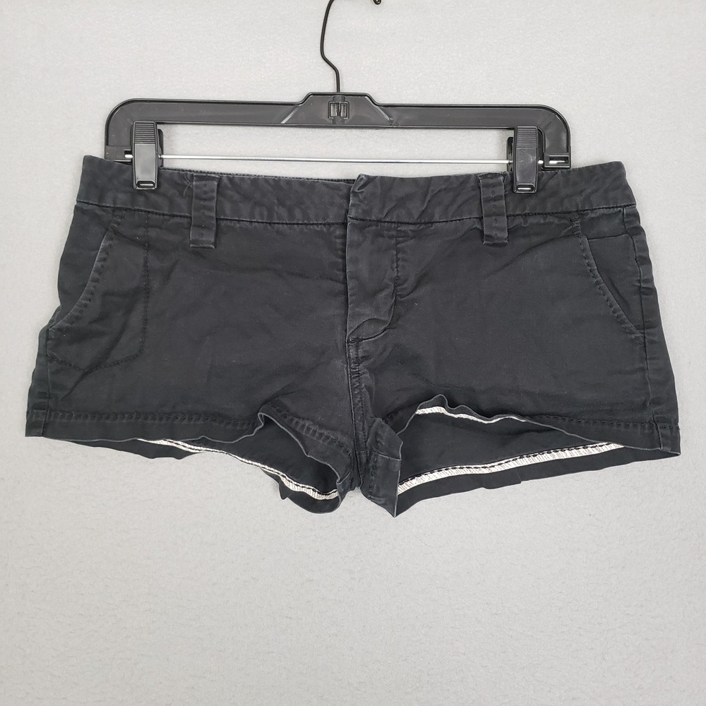 Y2K Volcom Size 7 Black Chino Micro Shorts Festival Skater 2000s Grunge Size 7